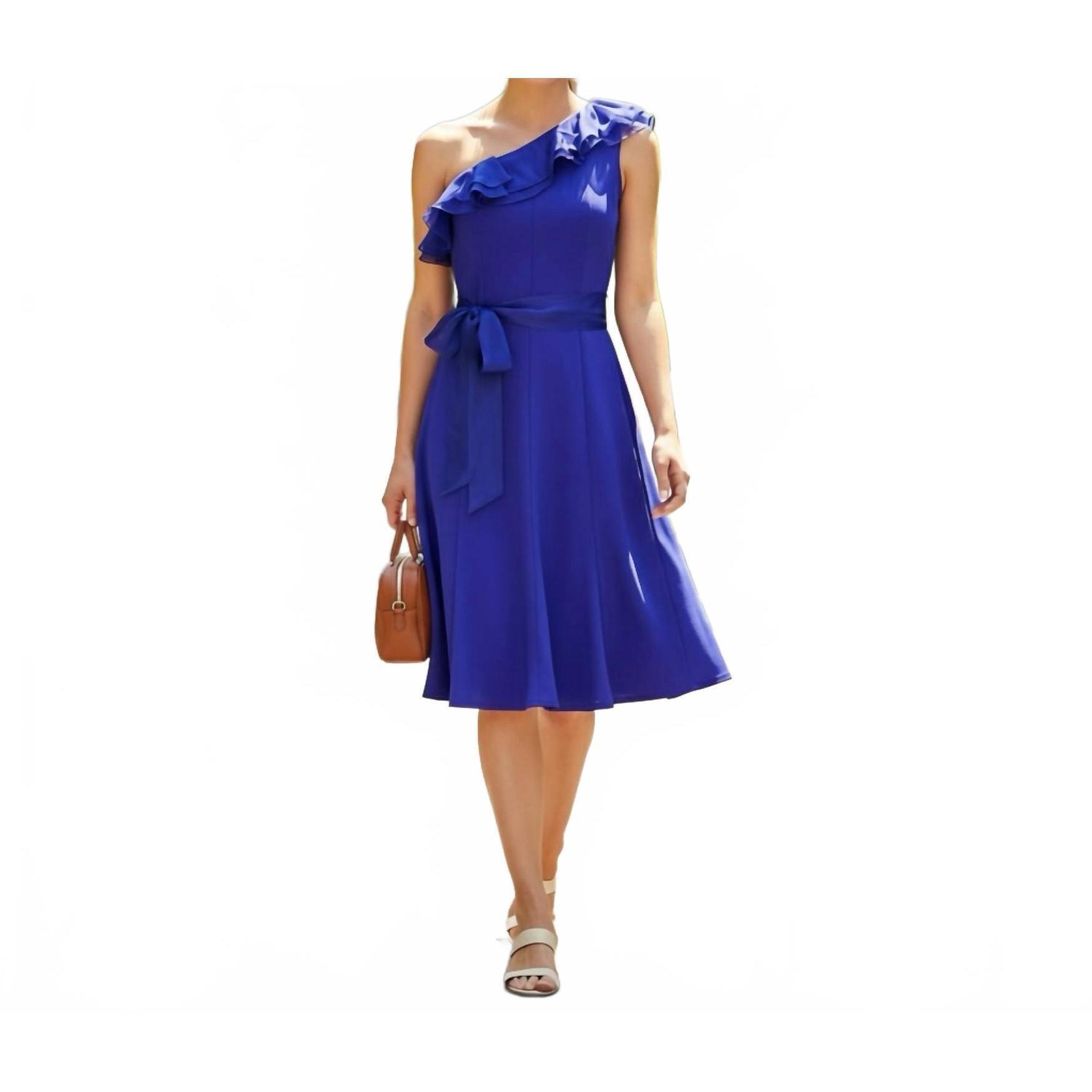 New Nue By Shani Ruffle One Shoulder Dress In Plum